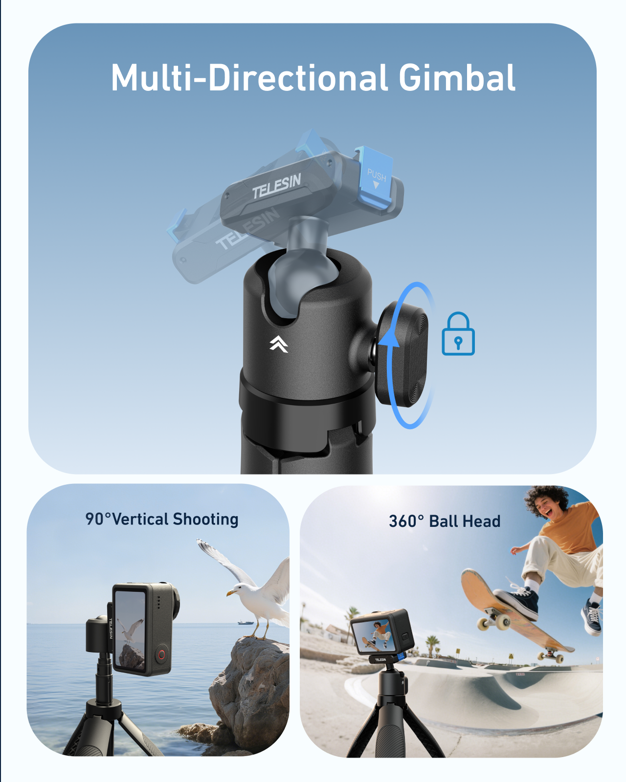 TELESIN Quick-Release Selfie Stick for  DJl Action