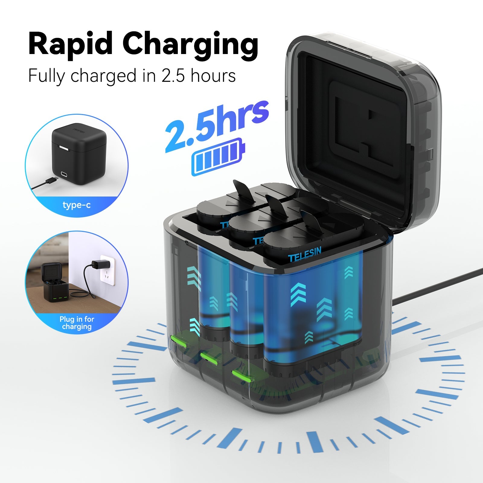 Charging Case with 2 Batteries  for Hero 9-12