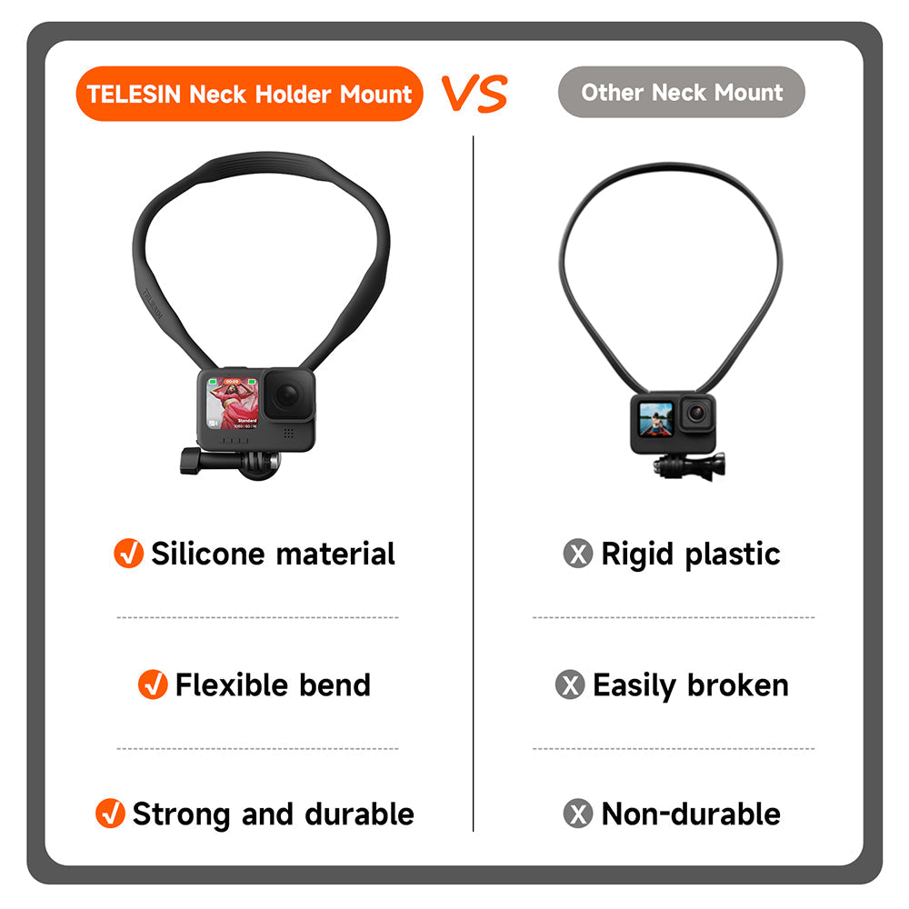 TELESIN Neck Holder Mount SE (No Magnetic) for Action Cameras/ Phones